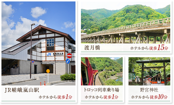 JR嵯峨嵐山駅 渡月橋 トロッコ列車乗り場 野宮神社