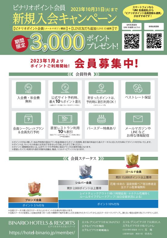 ビナリオポイント会員新規入会キャンペーンのご案内