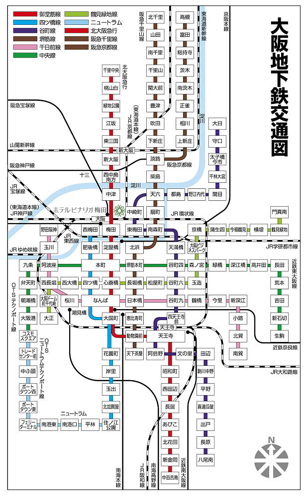 梅田 駅 から 現在地 大阪梅田［阪急］駅周辺のシンプル地図（縮尺10）
