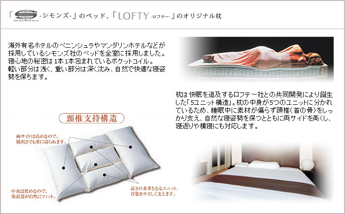 シモンズのベッド「LOFTY ロフテー」のオリジナル枕